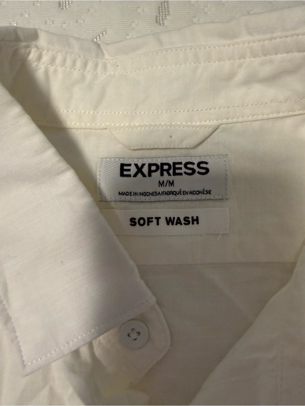 Express White Collared Shirt with 'Soft Wash' Tag